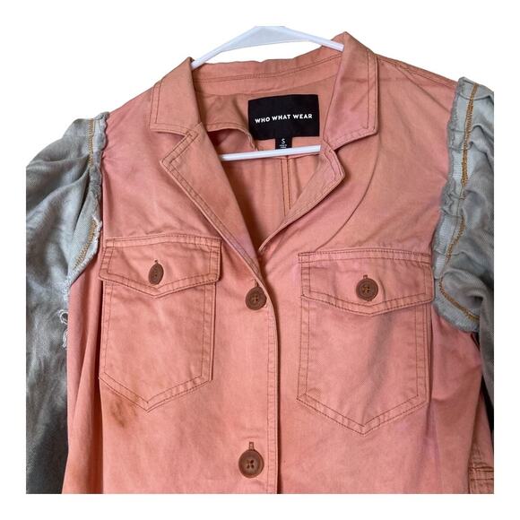 Who What Wear Tie Dye Bell Sleeve Denim Funky Mix Media Button Up Dress Small - Picture 5 of 13